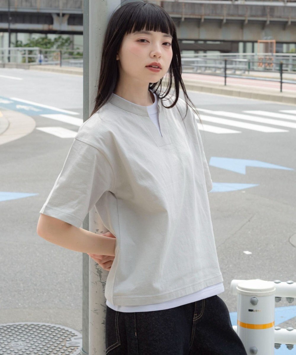 WEGO 【ユニセックス着用ITEM/MLサイズ展開】フェイクレイヤードキーネックT（SS） 