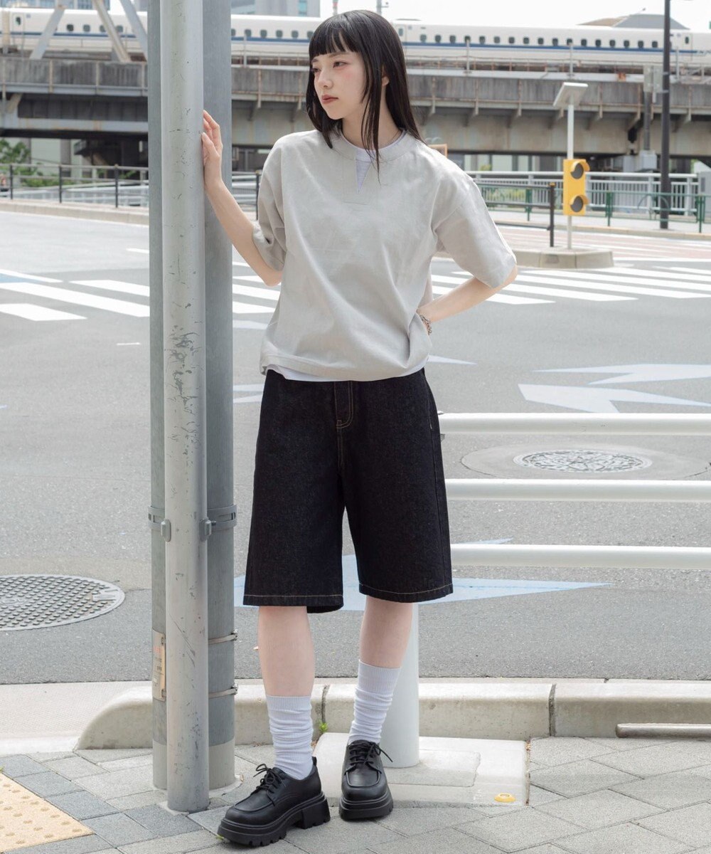 WEGO 【ユニセックス着用ITEM/MLサイズ展開】フェイクレイヤードキーネックT（SS） 