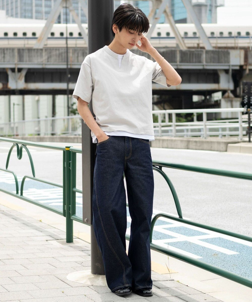 WEGO 【ユニセックス着用ITEM/MLサイズ展開】フェイクレイヤードキーネックT（SS） 