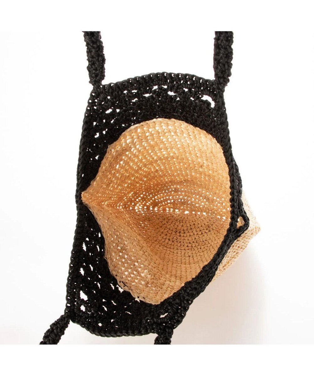 UNBILLION cachecache ラフィア切り替え編みバケツトートバッグ 