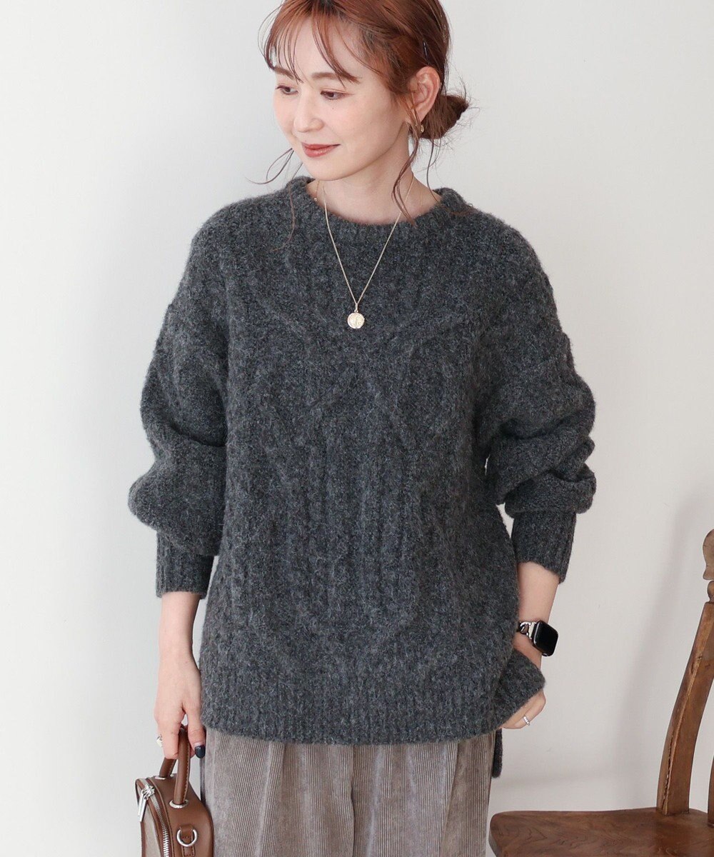 AMERICAN HOLIC ローゲージアラン柄ニットプルオーバー 