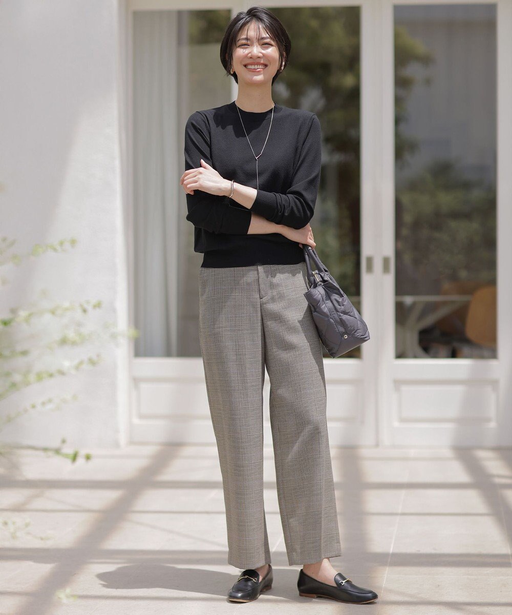 J.PRESS LADIES モナベールツイル チェック ワイド パンツ 