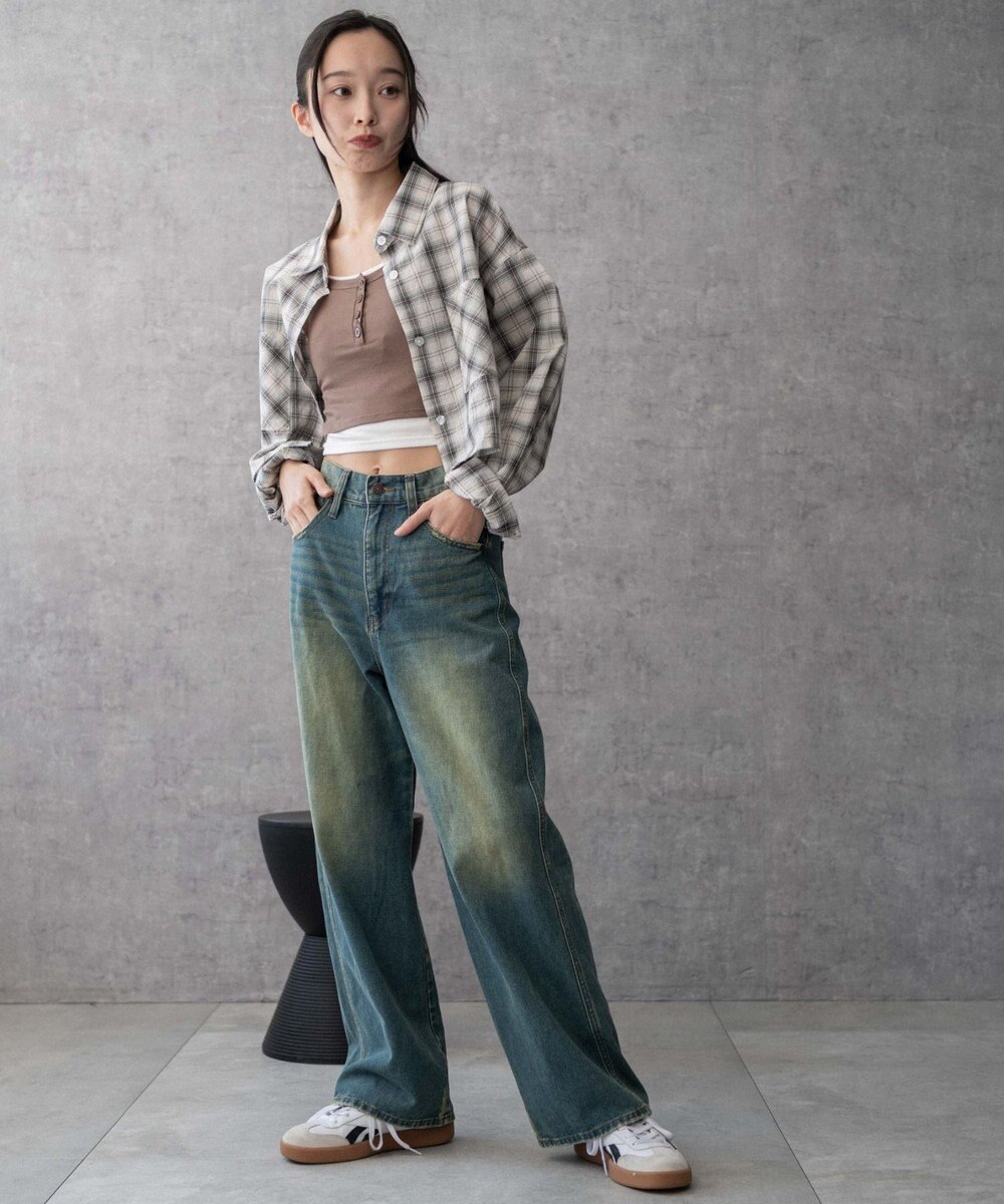 WEGO 【新色追加/美脚/XSSMLサイズ展開】ストレートデニムパンツ 