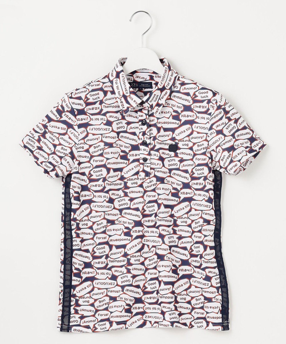 23区GOLF 【WOMEN】【吸水速乾/UVカット】YELL総柄プリントポロシャツ 