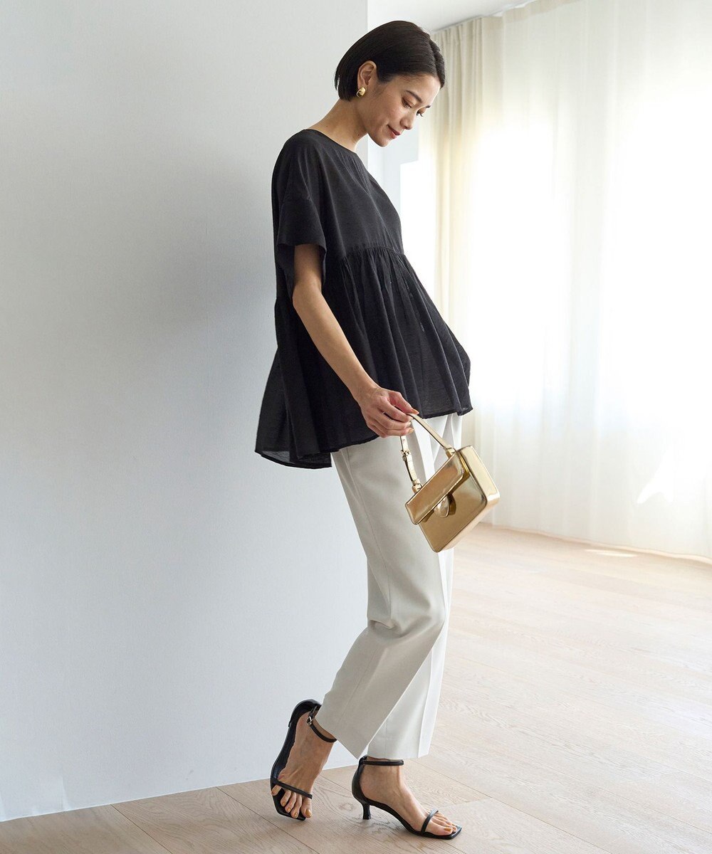 UNFILO ヴィンテージシアー ギャザーペプラムブラウス 