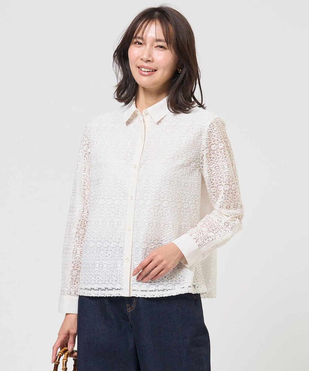 J.PRESS LADIES S ジオメトリックレース ブラウス 