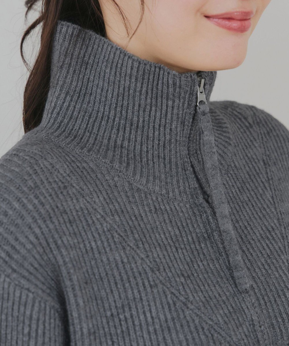 Tiaclasse 【洗える】ハーフジップリブニットワンピース 