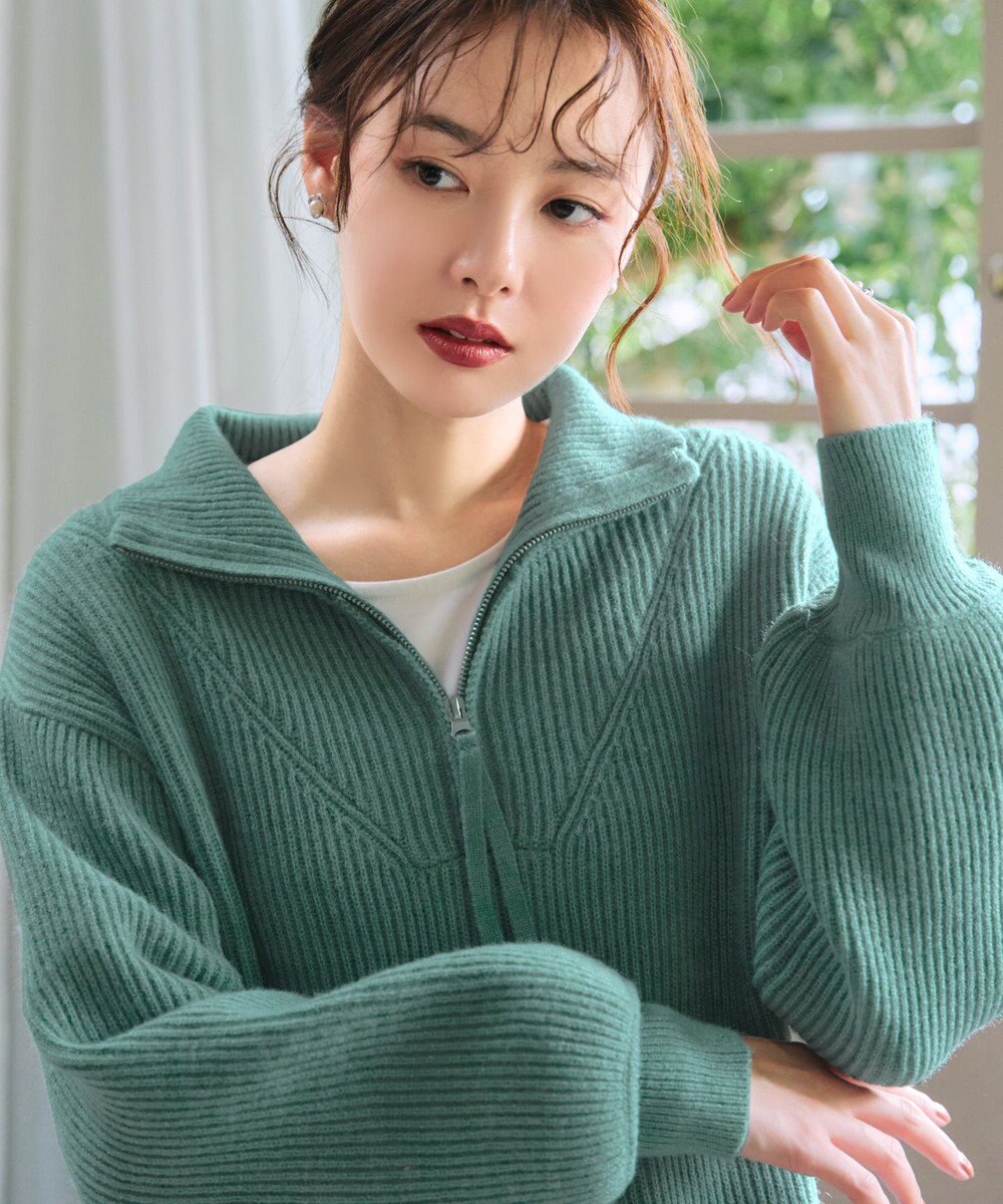 Tiaclasse 【洗える】ハーフジップリブニットワンピース 