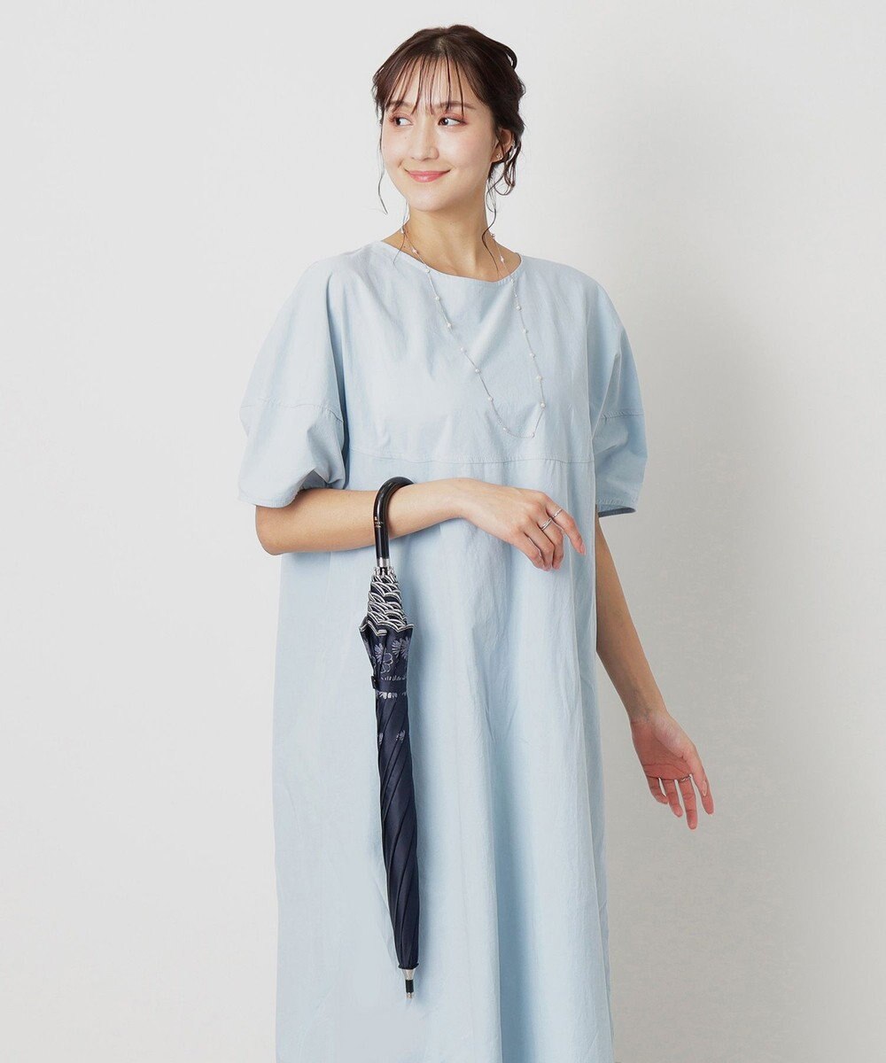 MOONBAT 【遮光率100％/遮熱/UV】LANVIN en Bleu (ランバン オン ブルー)晴雨兼用日傘 フラワーグリッター シルバースカラ刺繍 花柄 長傘 