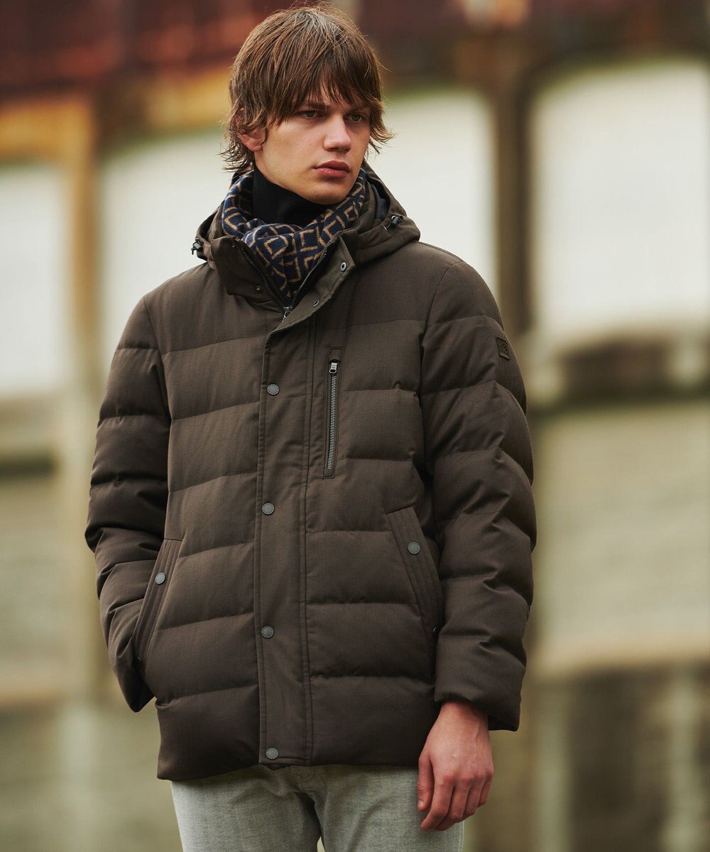 JOSEPH ABBOUD 【フード取り外し可】ライトメリノダウン ブルゾン 