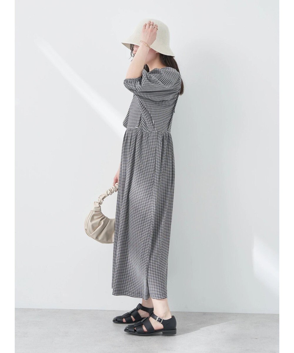 earth music&ecology ボリュームスリーブＣｈｅｃｋワンピース 