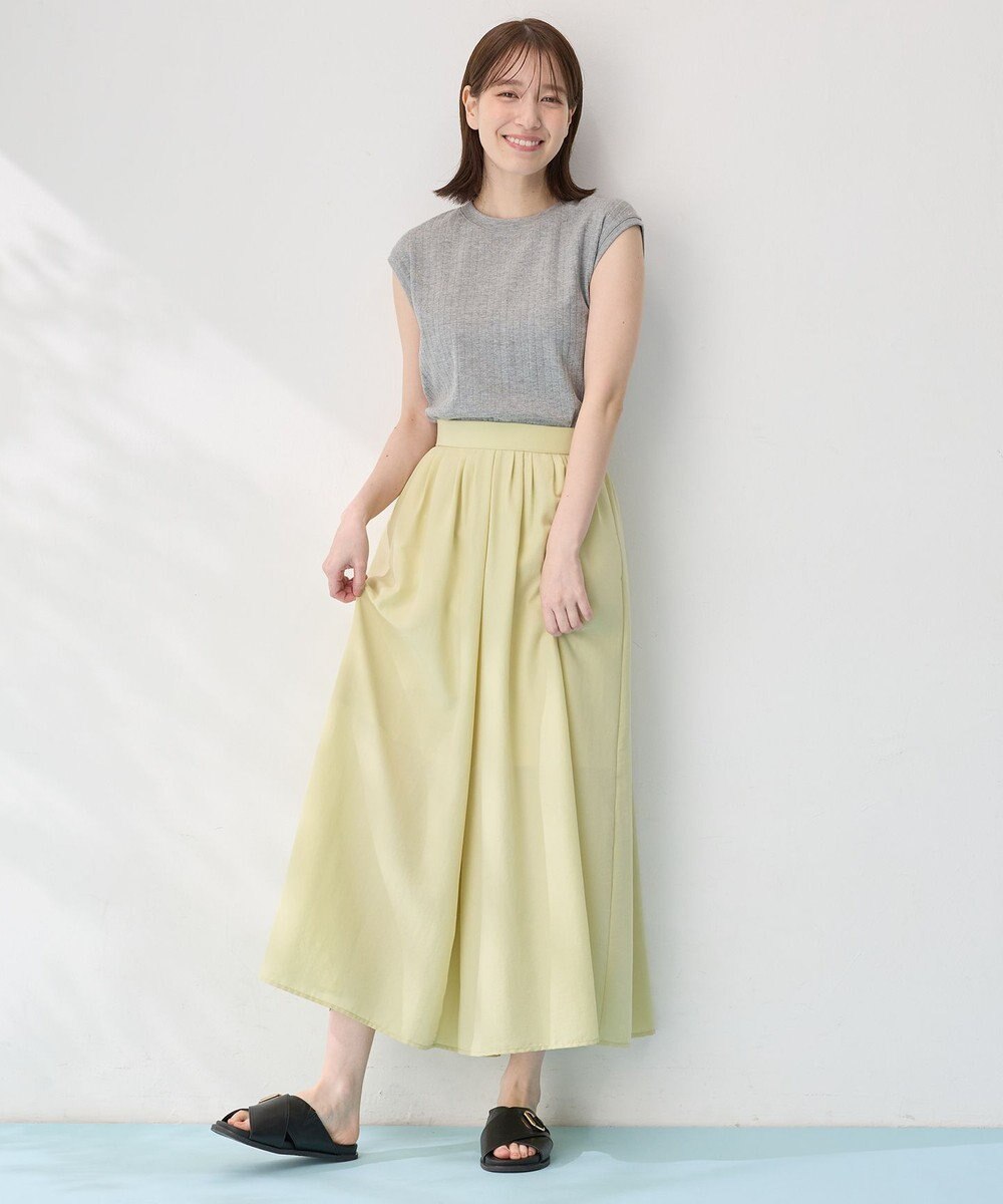 ANY L 【洗濯機可/接触冷感/UVカット】汗ジミ防止テレコノースリーブプルオーバー 