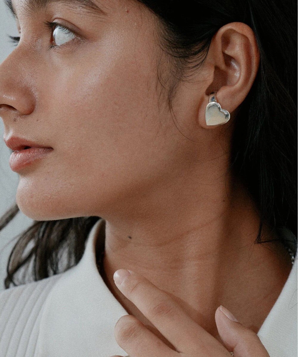 yoaa シルバー925 ハートプレートイヤーカフリング 