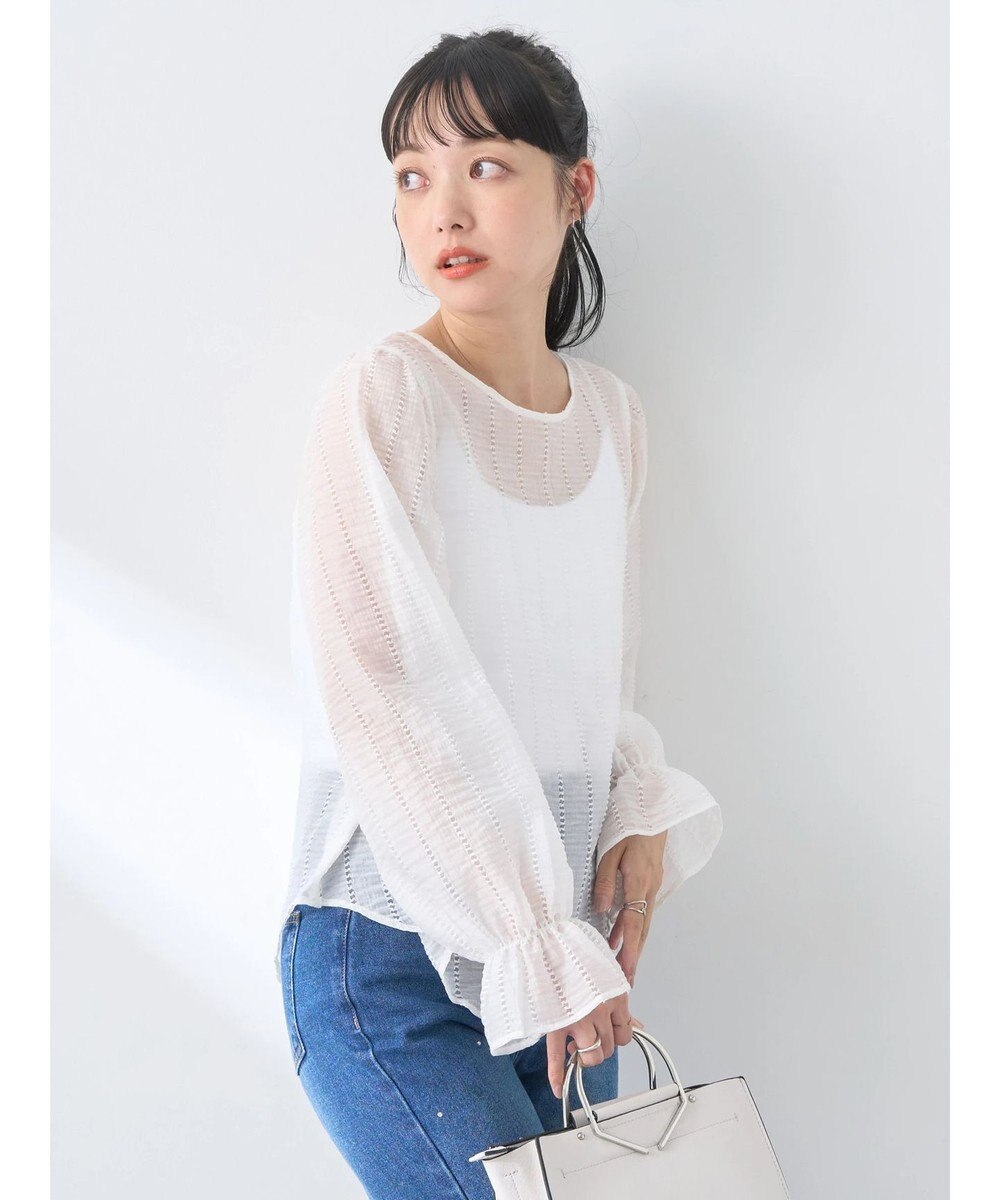 earth music&ecology キャンディースリーブシアーブラウス 