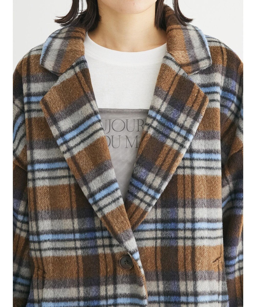 Green Parks ・ＥＬＥＮＣＡＲＥ　ＤＵＥ　シャギーチェックミドルコート 