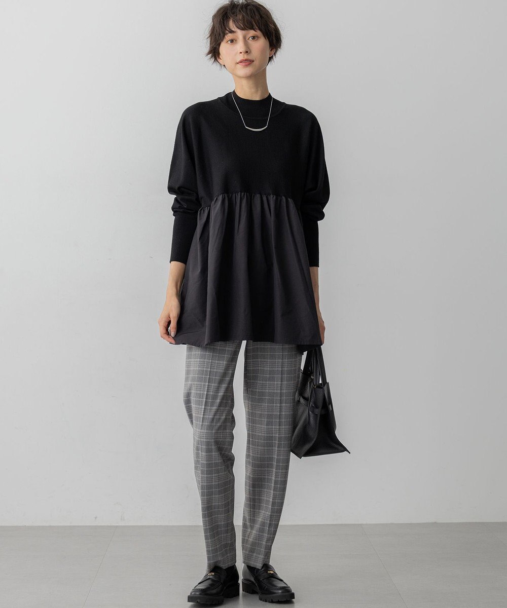23区 【Oggi掲載/洗える】ウォームストレッチ チェック テーパード パンツ 