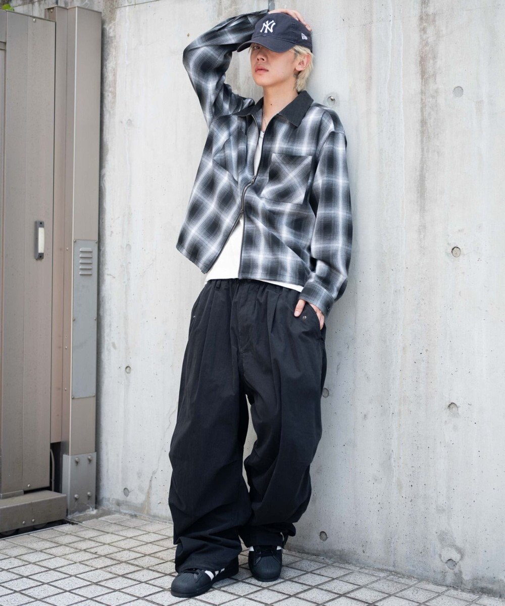 WEGO 【ユニセックス着用ITEM/MLサイズ展開】オンブレチェックシャツジャケット 