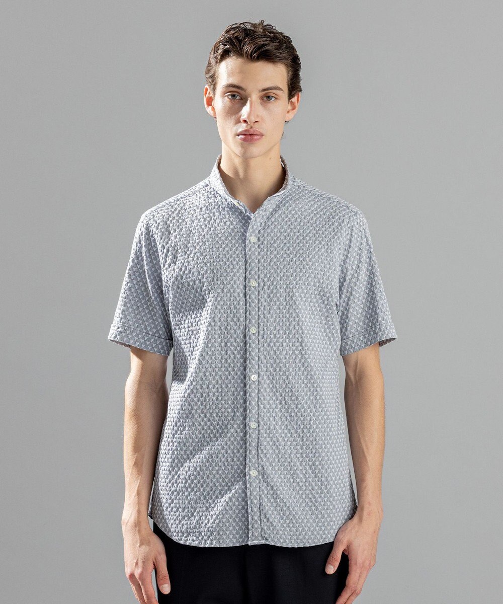 JOSEPH HOMME トライジャガードストレッチ ウイングカラー半袖シャツ 