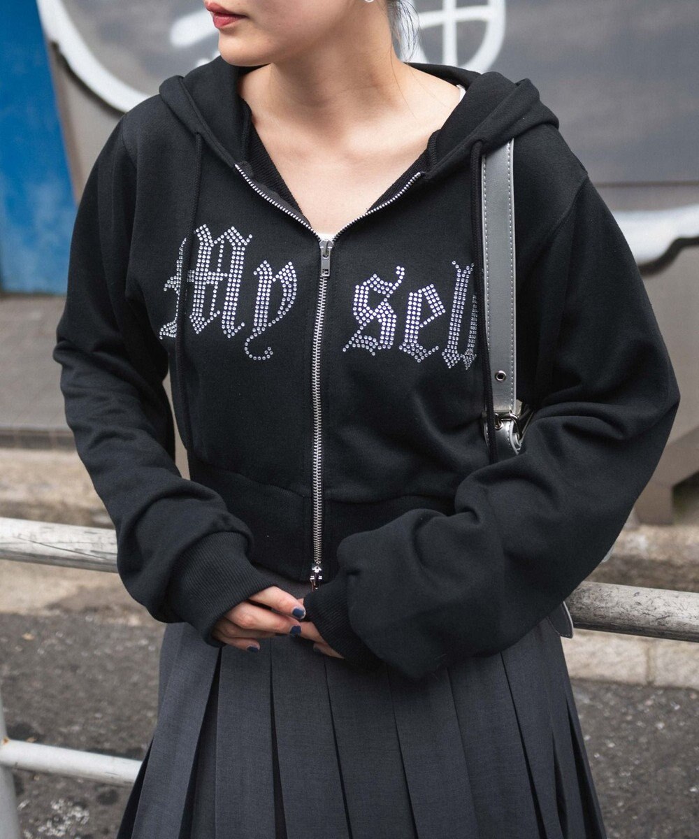 WEGO ラインストーンWジップショートパーカー 