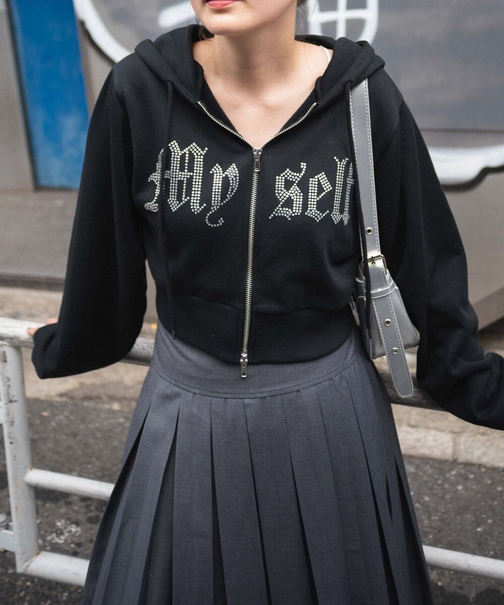 WEGO ラインストーンWジップショートパーカー 