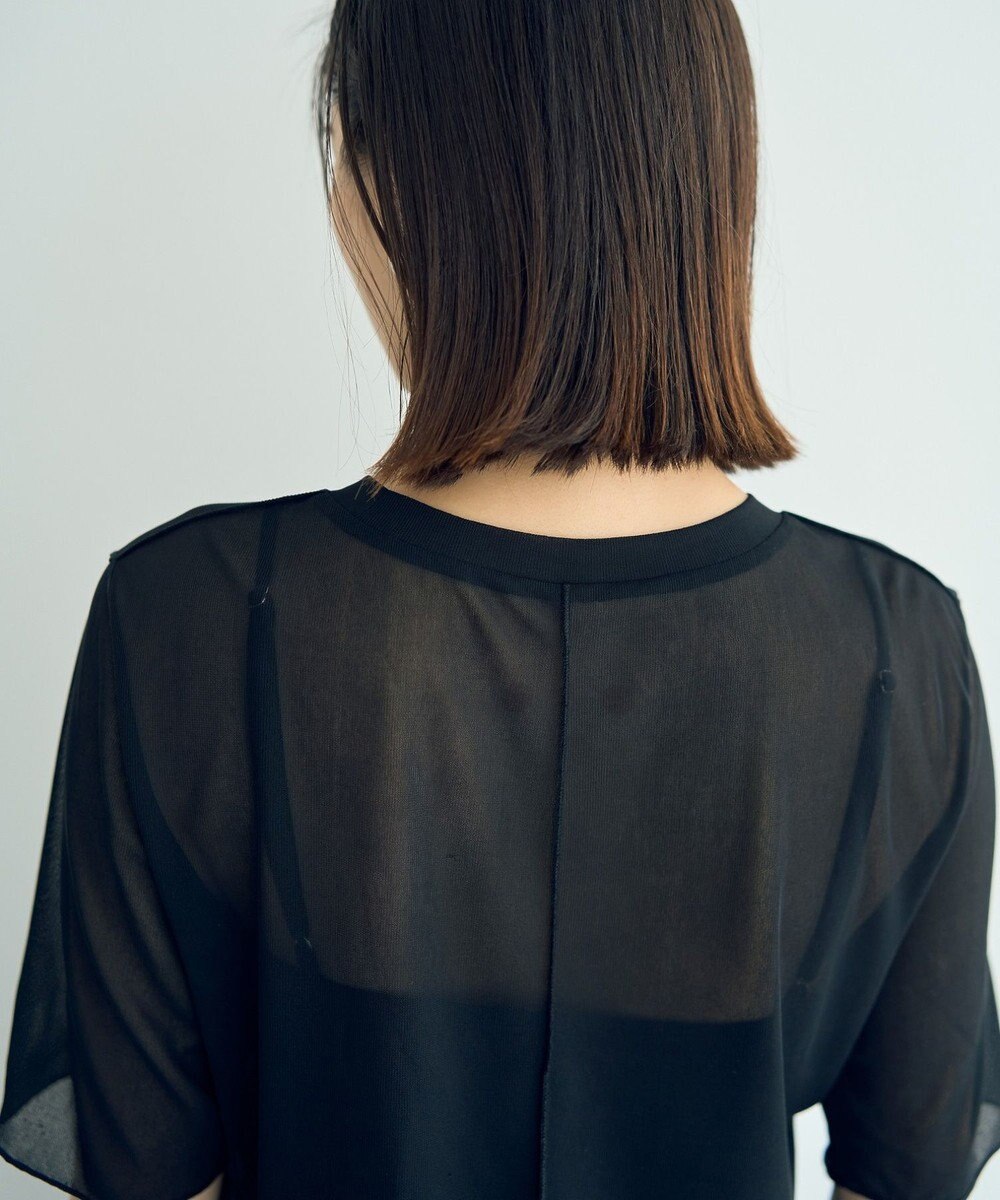 YECCA VECCA クルーネック5分袖シアートップス 