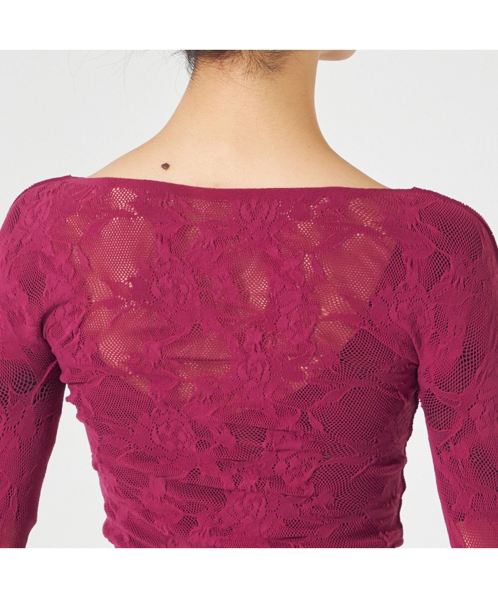 Chacott 【ノーソーイングニット】シアーレースボートネックトップ 