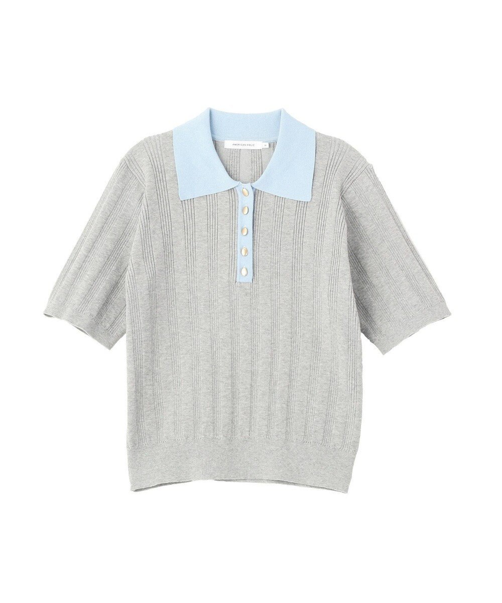 AMERICAN HOLIC 襟配色ニットポロ 