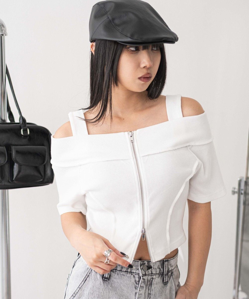 WEGO オフショルWジップトップス 