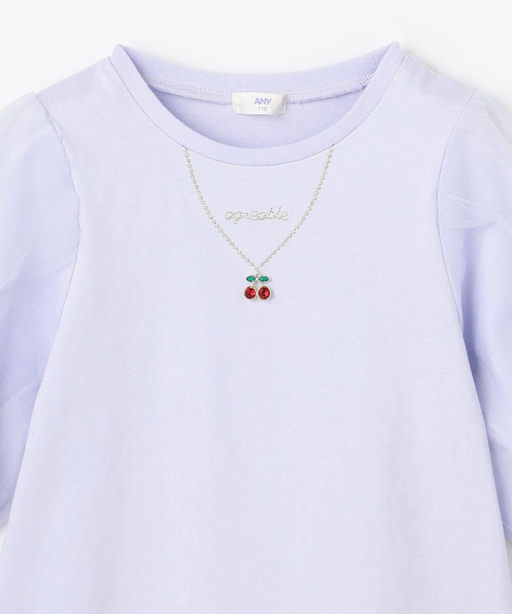 ANY KIDS チュール袖 七分Tシャツ 