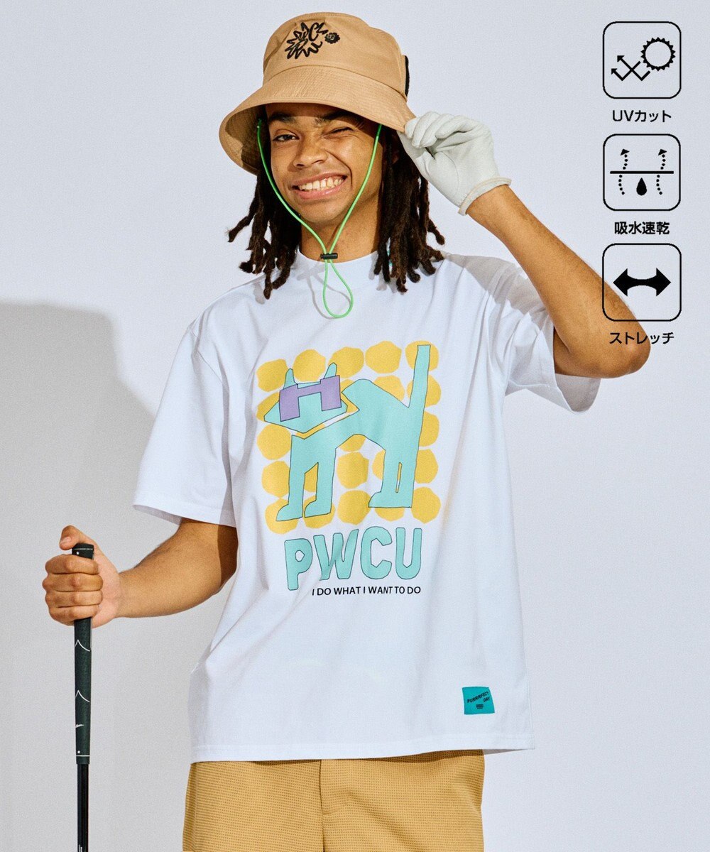 PW CIRCULUS 【UV遮蔽率99% UVカット / 速乾 / ストレッチ】【GOLF OUT掲載】【MEN】アニマルグラフィックモックネックT ゴルフ 