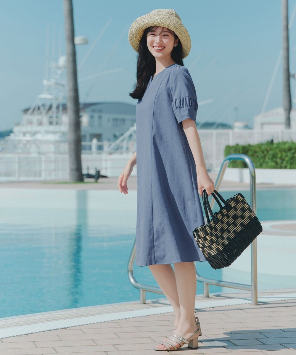 Tiaclasse 【選べる着丈・新色追加】ギャザーランタンスリーブワンピース 