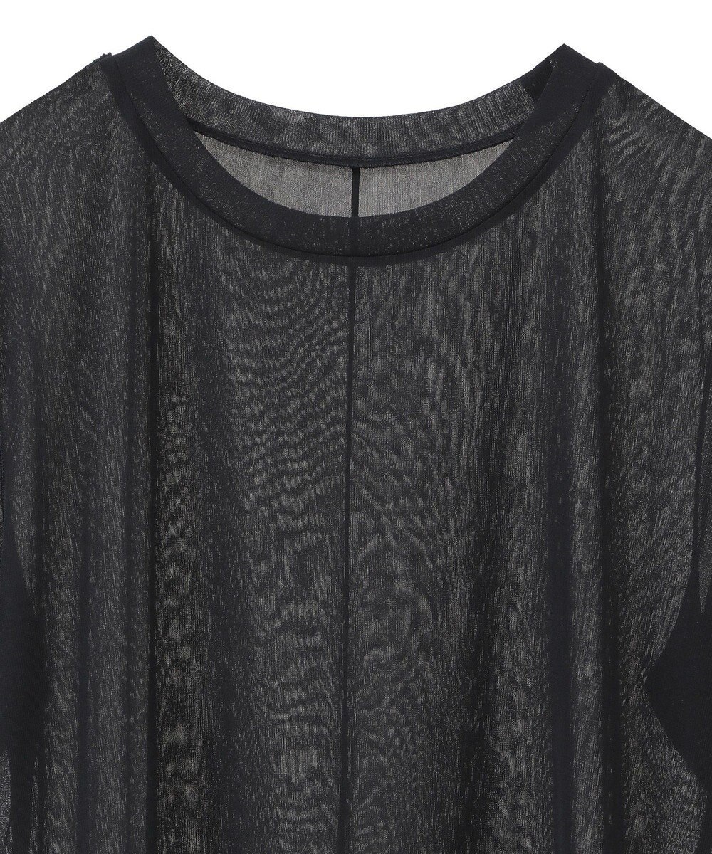 YECCA VECCA クルーネック5分袖シアートップス 