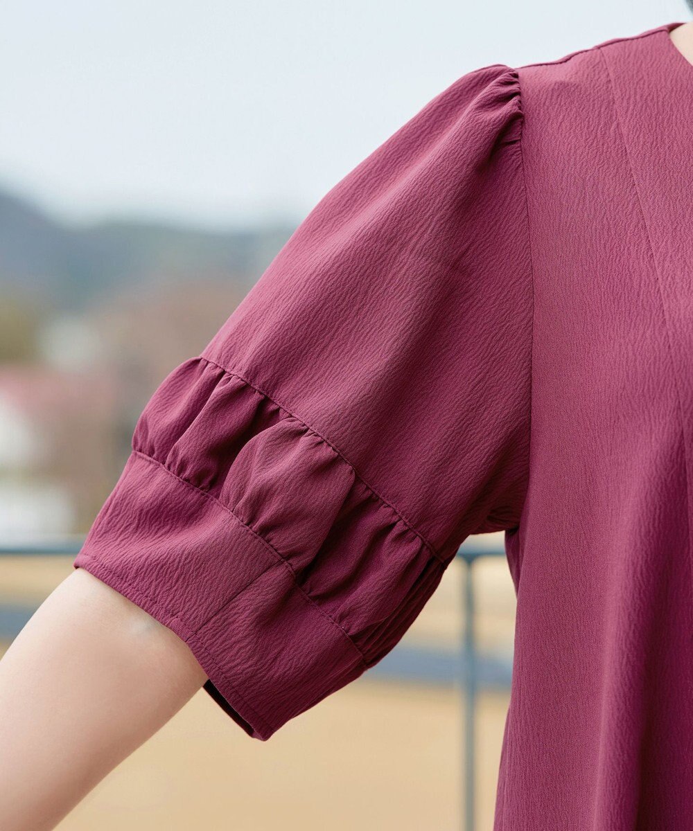 Tiaclasse 【選べる着丈・新色追加】ギャザーランタンスリーブワンピース 