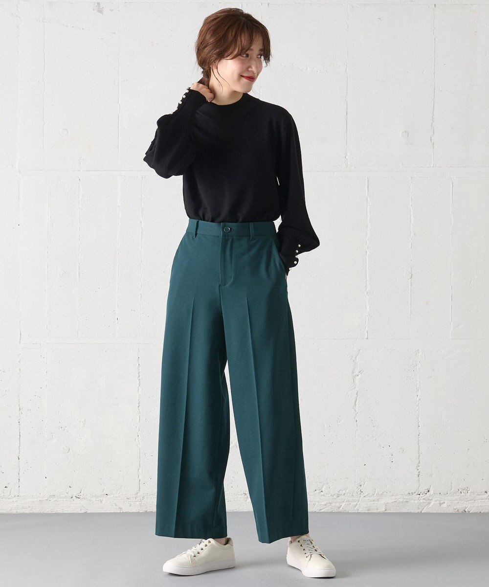 ANY 【洗濯機可/吸湿発熱】パフスリーブパールニット 