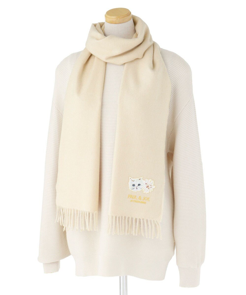 MOONBAT PAUL & JOE ACCESSOIRES ジプシー×クリザンテームワッペン付きムースタッチマフラー（パッケージ入り） 