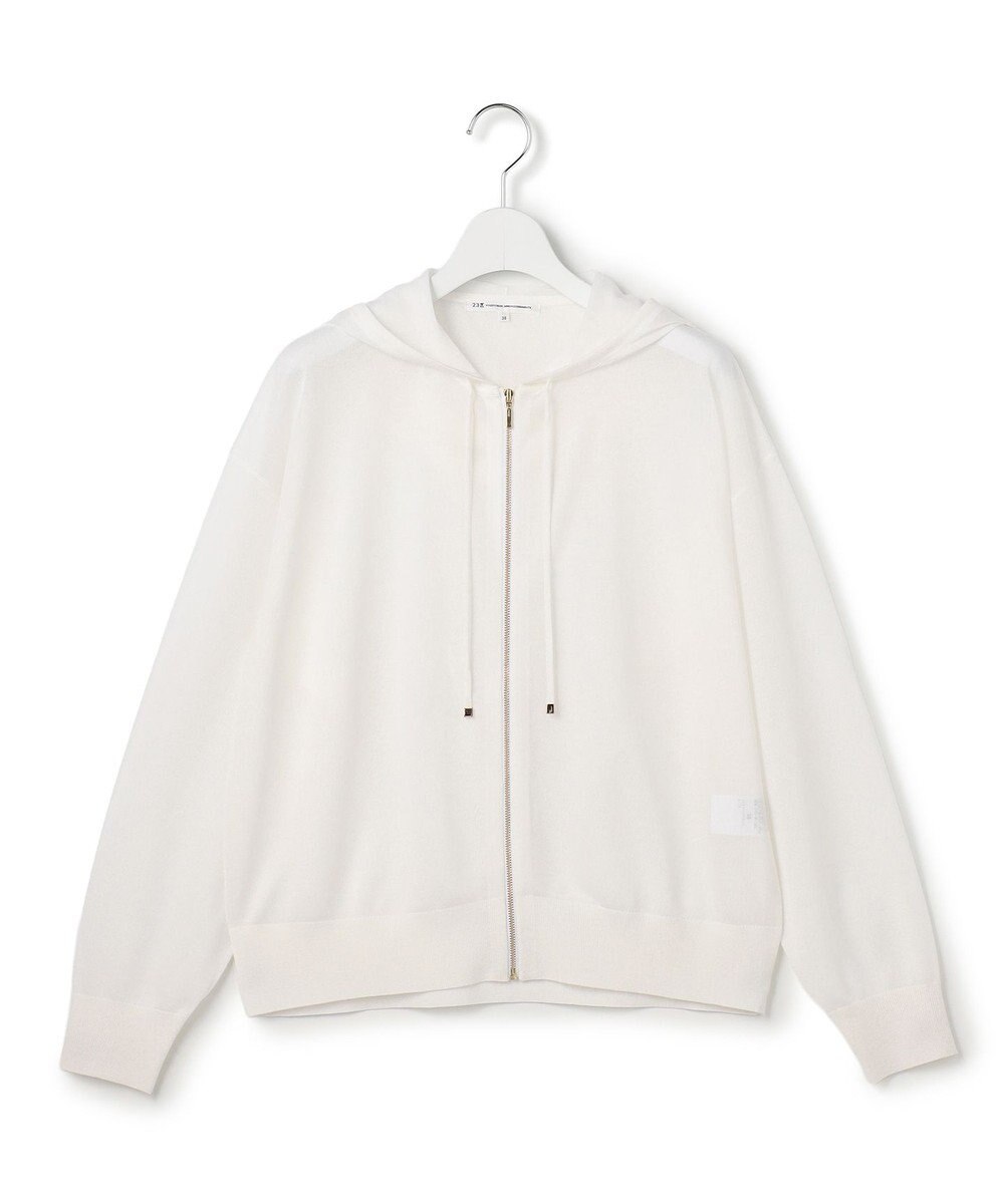 23区 【先行予約】シャイニーシアーニット ジップアップ パーカー 