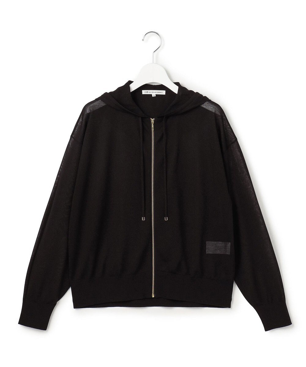 23区 【先行予約】シャイニーシアーニット ジップアップ パーカー 
