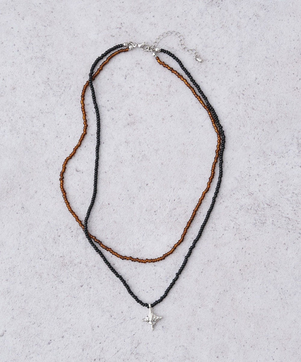 earth music&ecology ビーズ２連ネックレス 