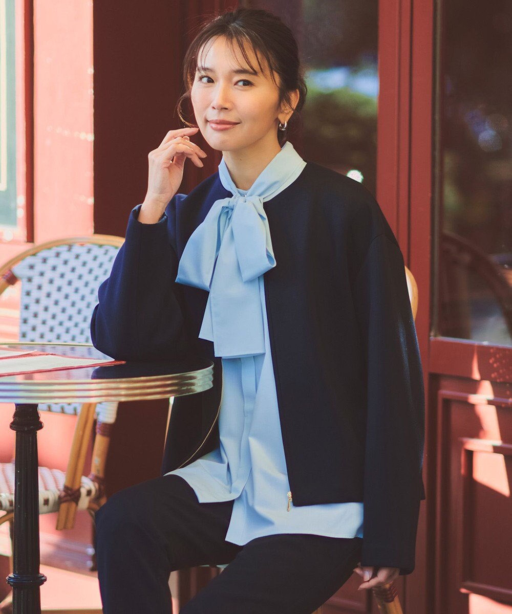 UNFILO 【取り外し可能なボウタイ付き】2WAY ボウタイブラウス 