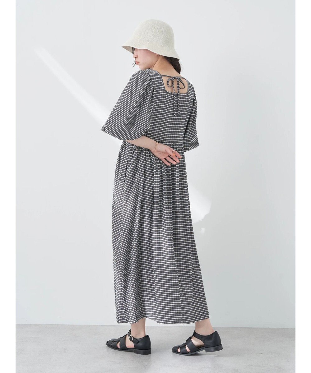 earth music&ecology ボリュームスリーブＣｈｅｃｋワンピース 