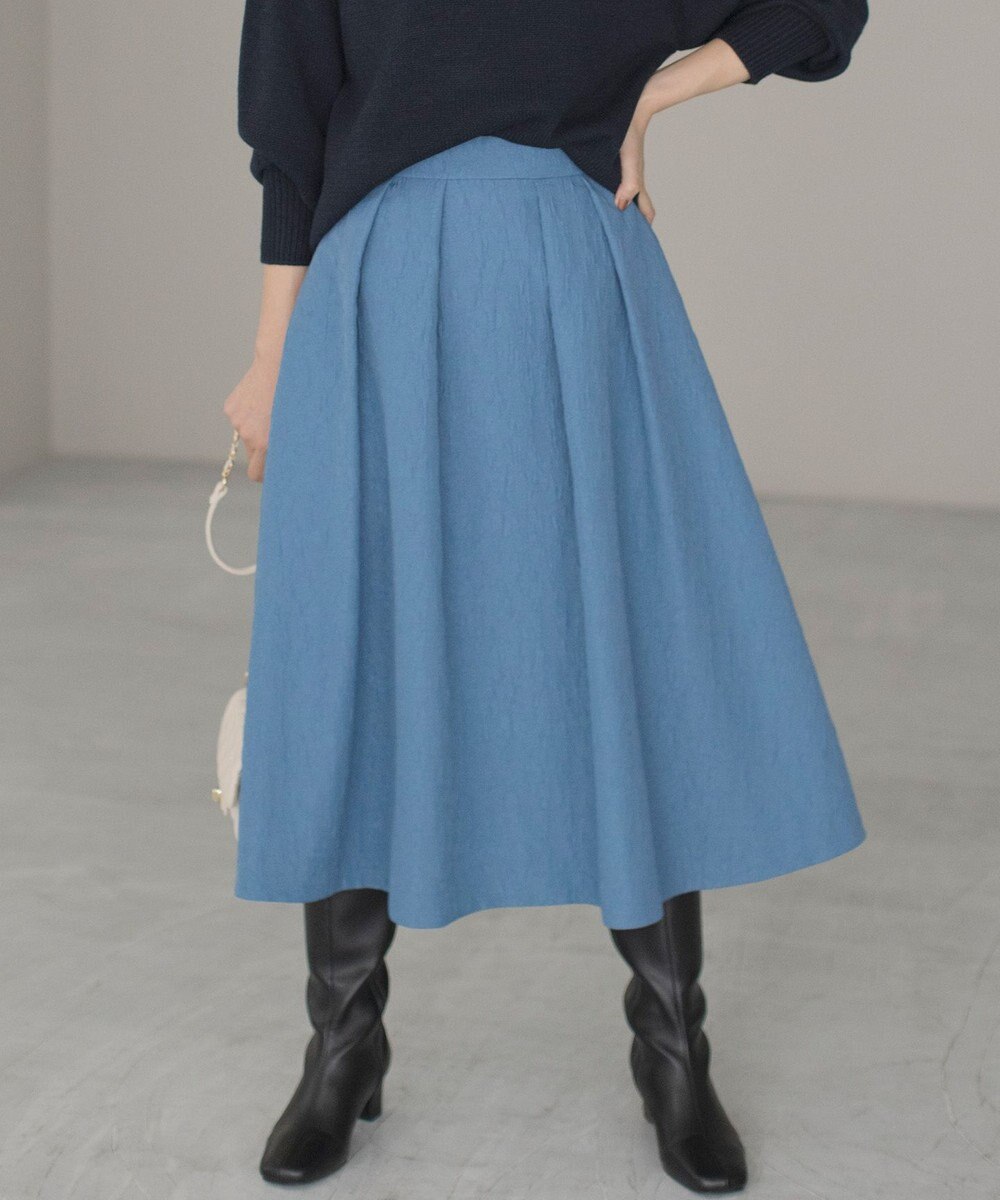 組曲 L 【WEB限定カラーあり】フラワーラメジャカード フレアスカート 