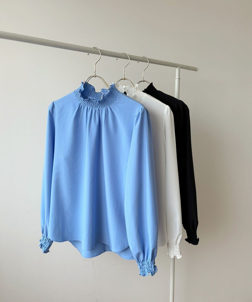 Feroux 【洗える】スタンドネックブラウス 