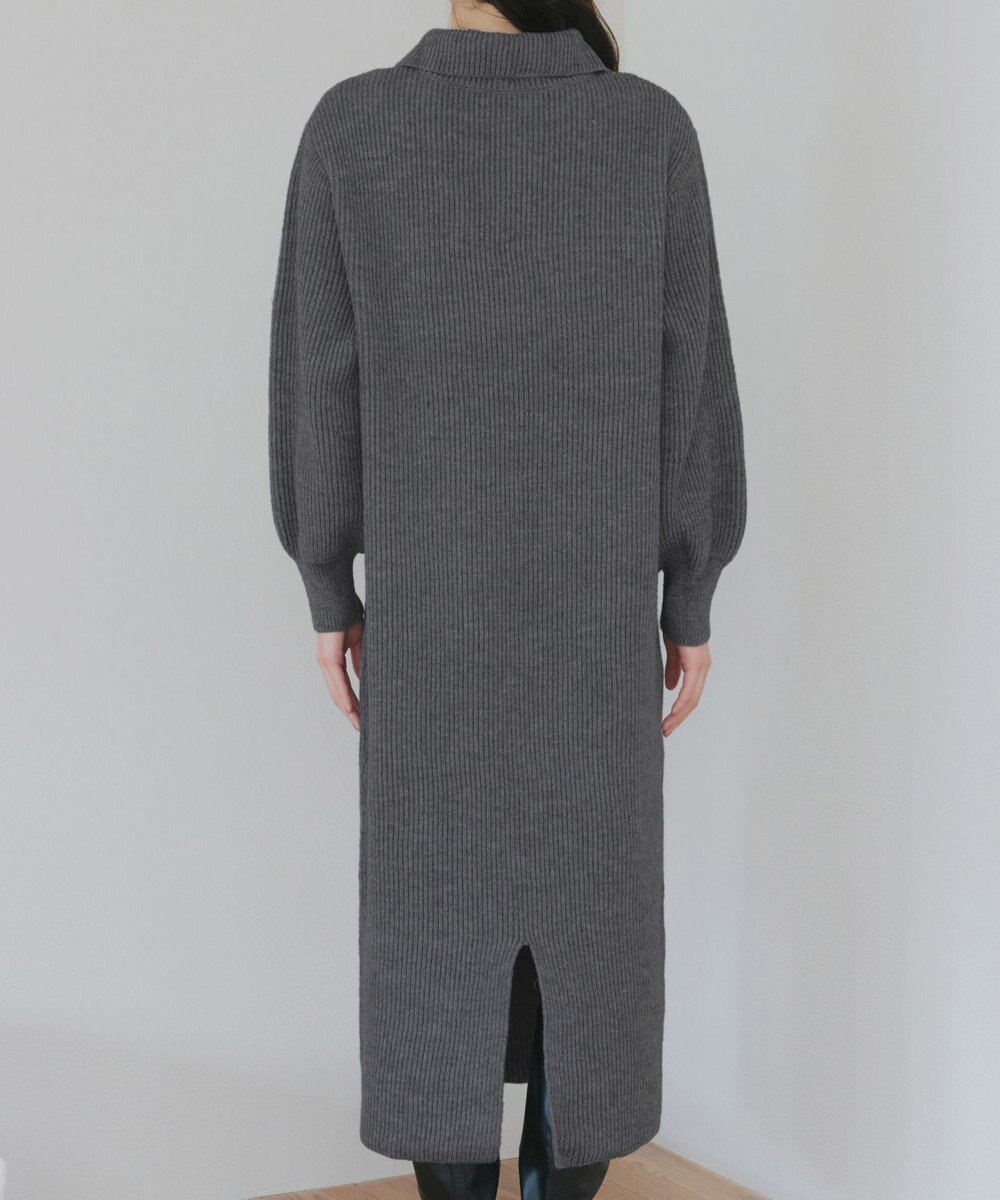 Tiaclasse 【洗える】ハーフジップリブニットワンピース 