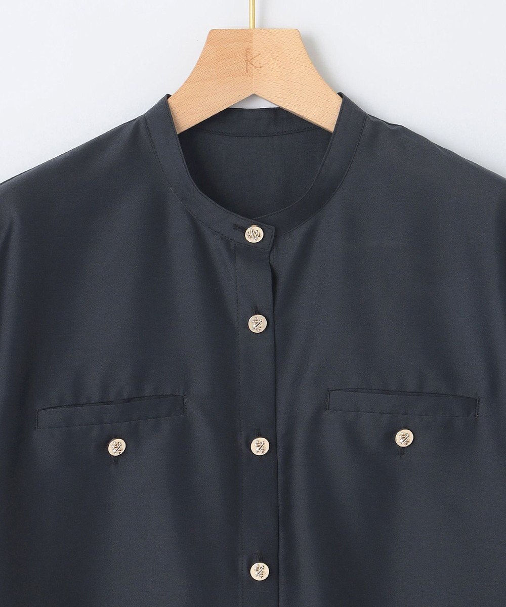 組曲 【洗える・涼感】シアーボイルバンドカラー ブラウス 