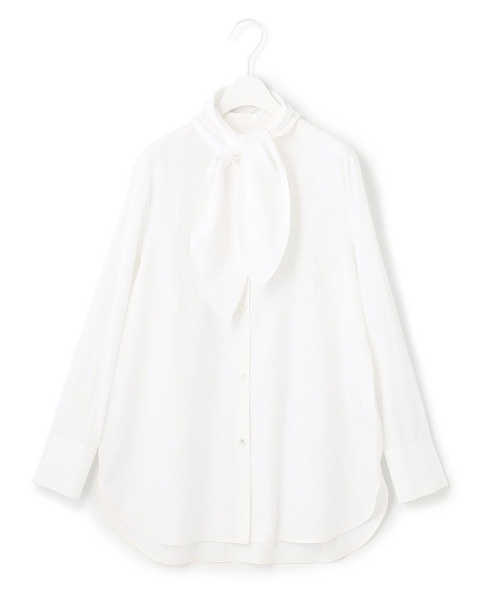 ICB 【洗える】CRySiタイプライター ボウタイ付きバンドカラーシャツ 