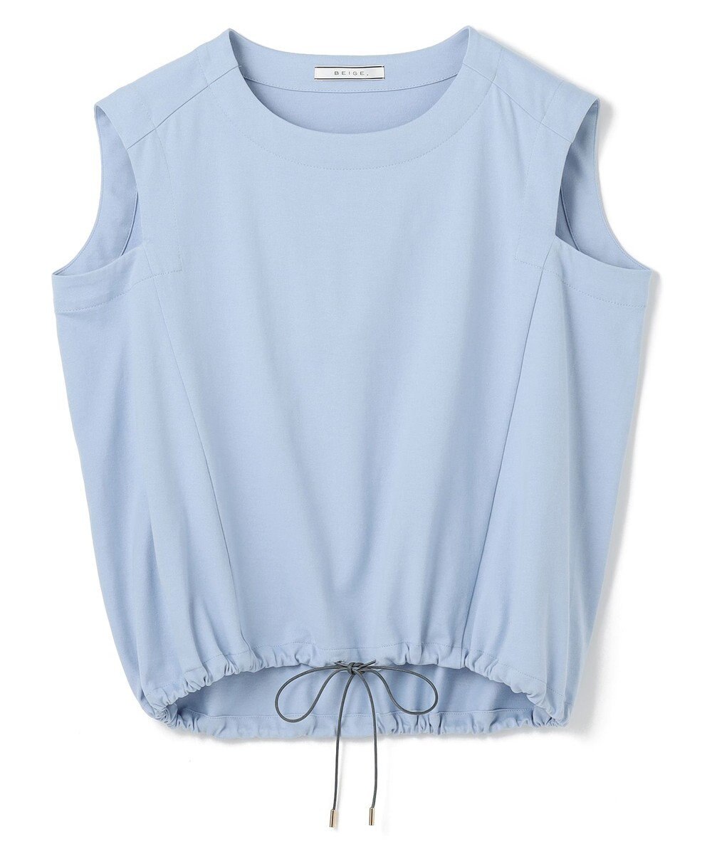 BEIGE， 【洗える】IXIA / コットンノースリーブドロストトップス 
