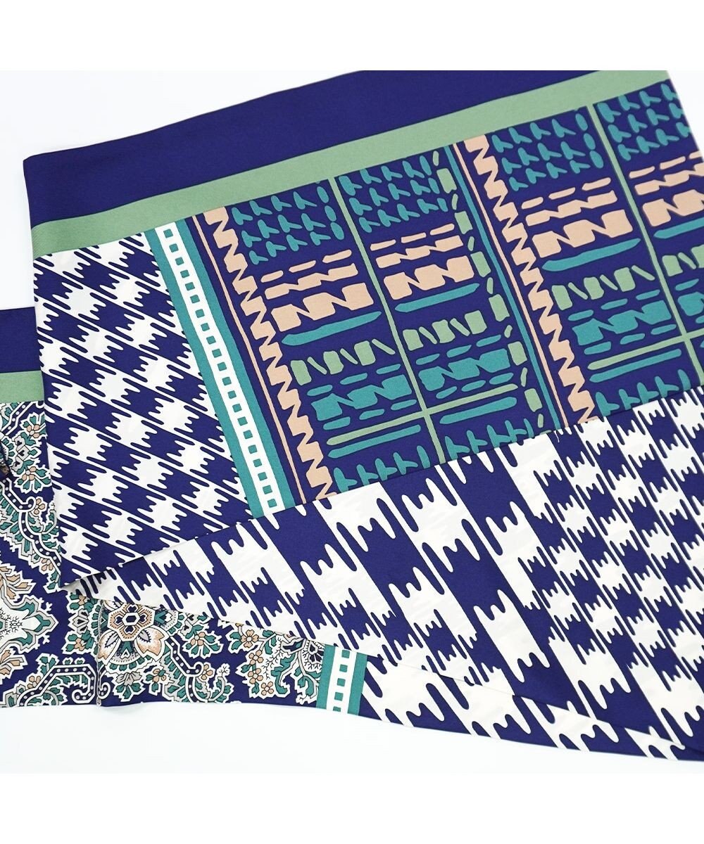 Marca ＜秋の新作！＞【Marcaオリジナル】コラージュプリント ナロースカーフ シルクツイル 