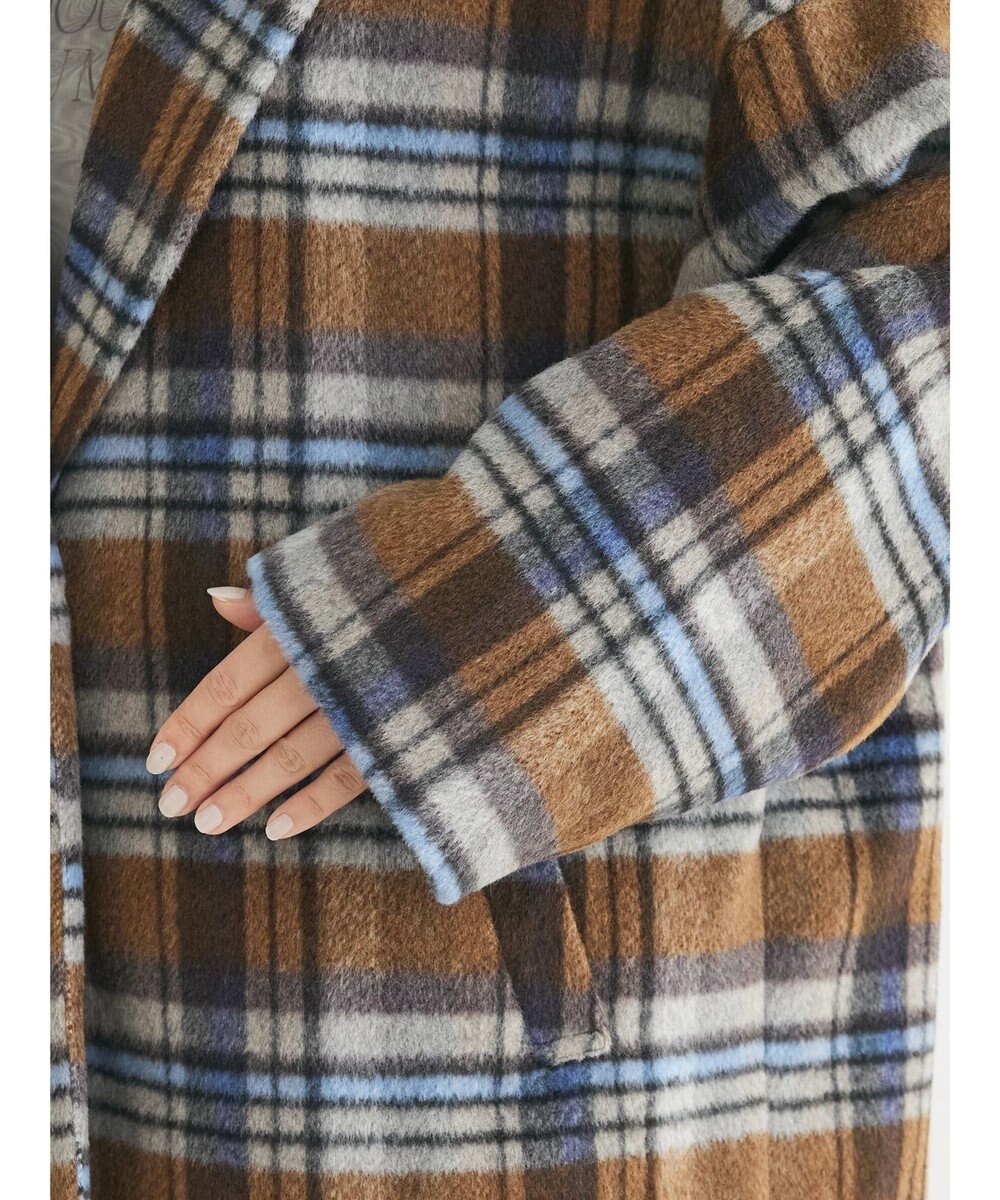 Green Parks ・ＥＬＥＮＣＡＲＥ　ＤＵＥ　シャギーチェックミドルコート 