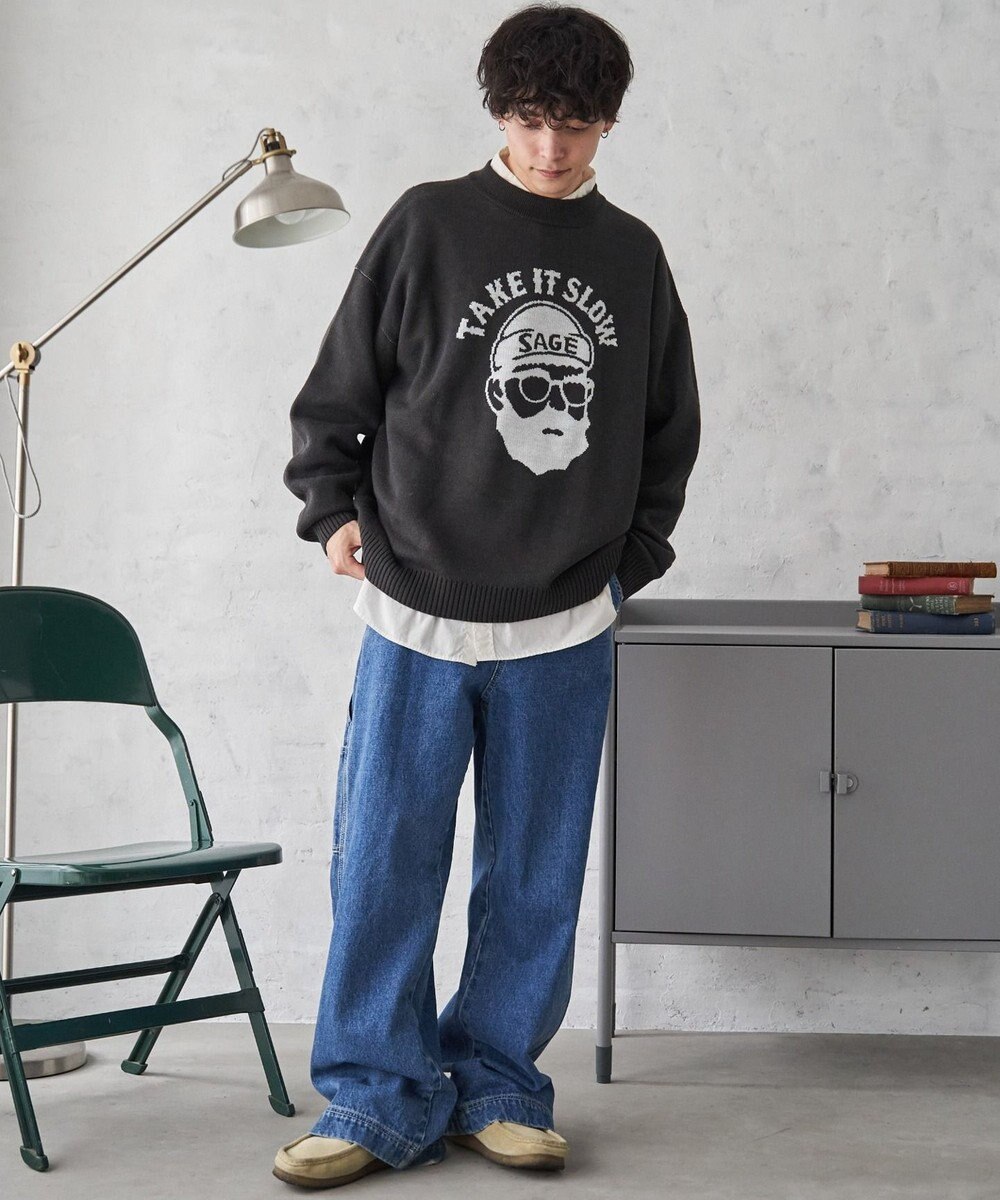 WEGO オーバーフィットジャガードプルオーバー 