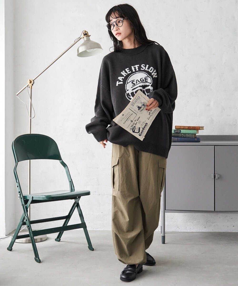 WEGO オーバーフィットジャガードプルオーバー 